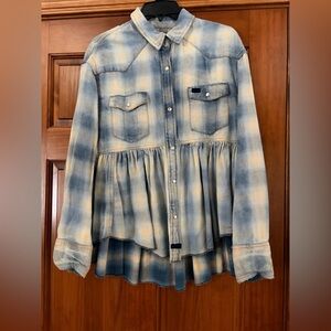Free People - Light Blue Plaid Shirt